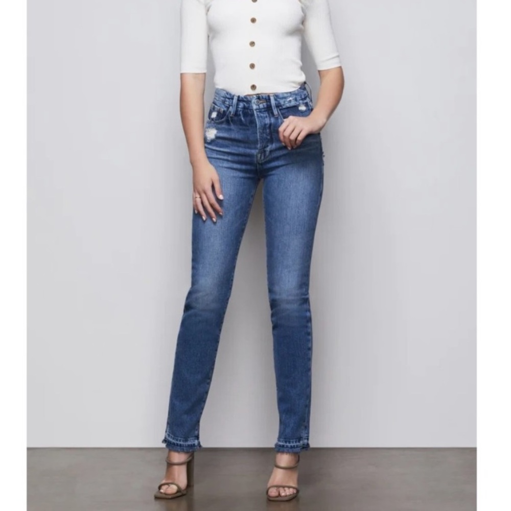 NWT Good American Good Boy Double Slit Jeans